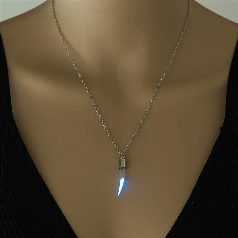 Chili Clavicle Chain Luminous Stone Metal Tooth Pendant Men and Women Personality Gift