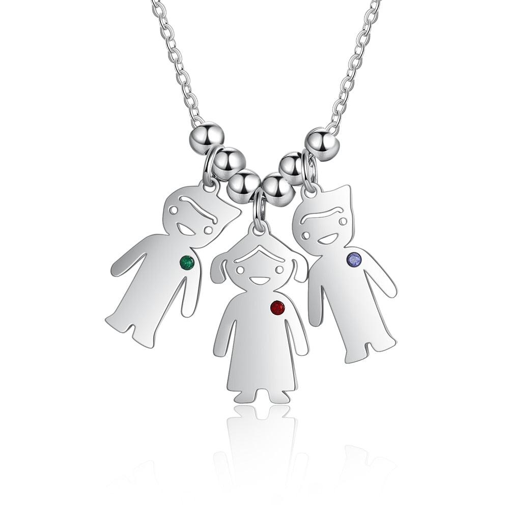 Junge Mädchen Anhänger Namenskette Customized Birthstone Schmuck Geschenk