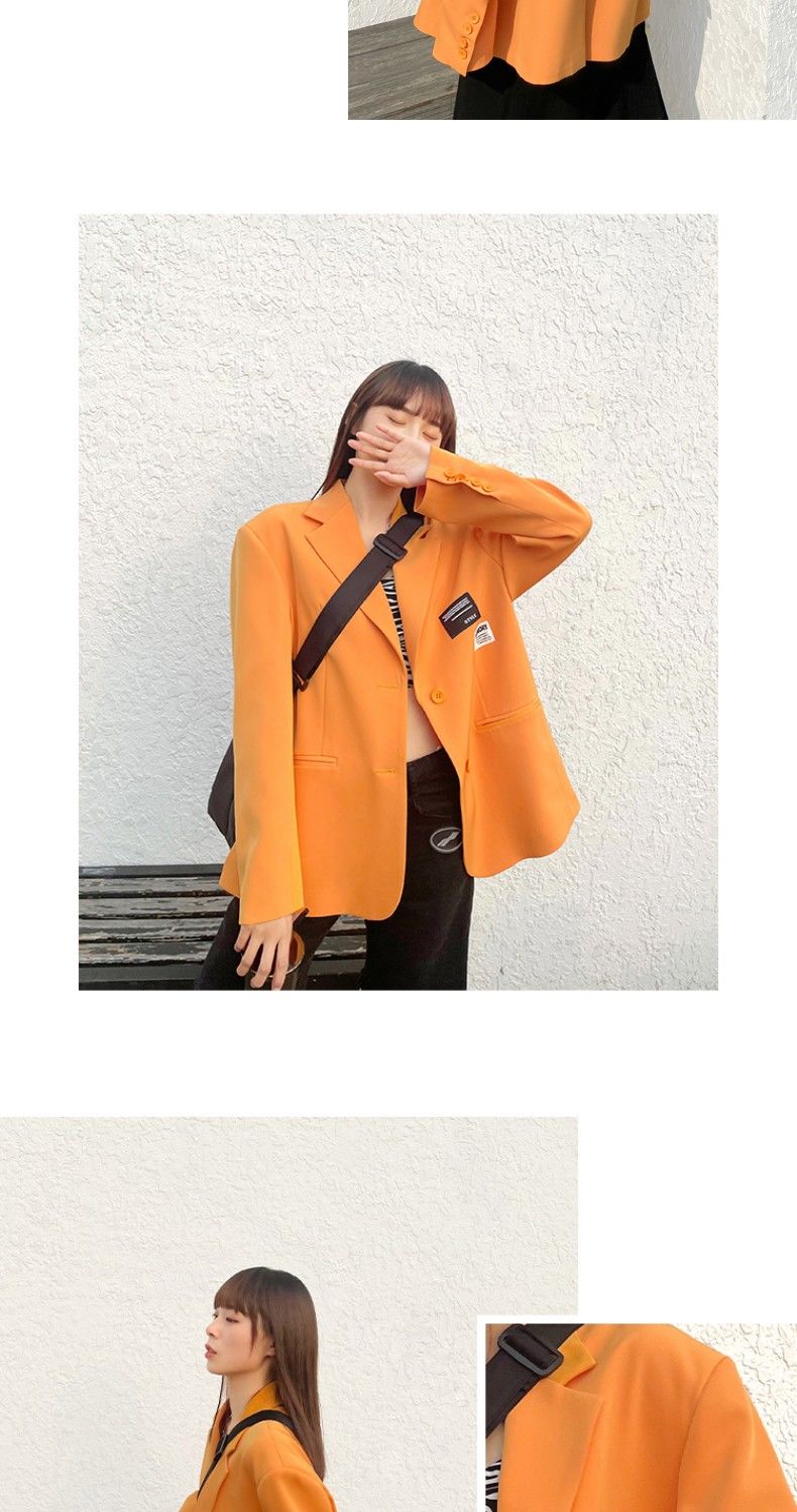 Oversize Blazer Women Autumn Loose Wide Shoulder Suit Coats Casual Label Blazers Female