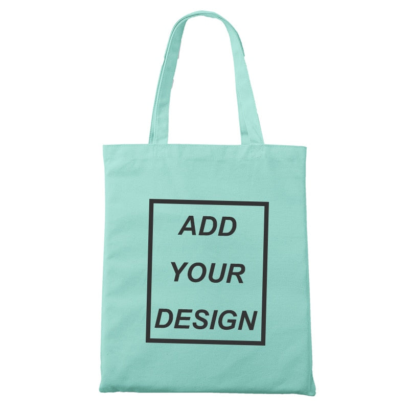 Custom Tote Bag Shopping Add Your Text Print Original Design Zipper Unisex Fashion Travel Canvas Bags