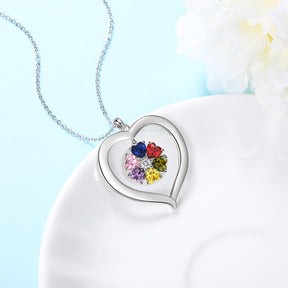 Personalized Heart Name Necklace with 1-8 Engraving Birthstone Pendant