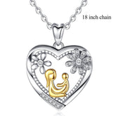 Mom Hold Kind Anhänger Herz Blume Charm Halsketten Edlen Schmuck