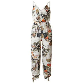 Women Sleeveless Loose Baggy Trousers Solid Romper Jumpsuit Cotton Print Broadcloth