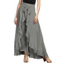 Women Pants Causal Ruffle Drawstring TrouserHigh Waist  Loose Dancing Outfits Palazzo Skirt