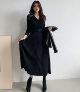 Single-breasted Women Sweater Dress Knitted Belted Female A-line soft dresses