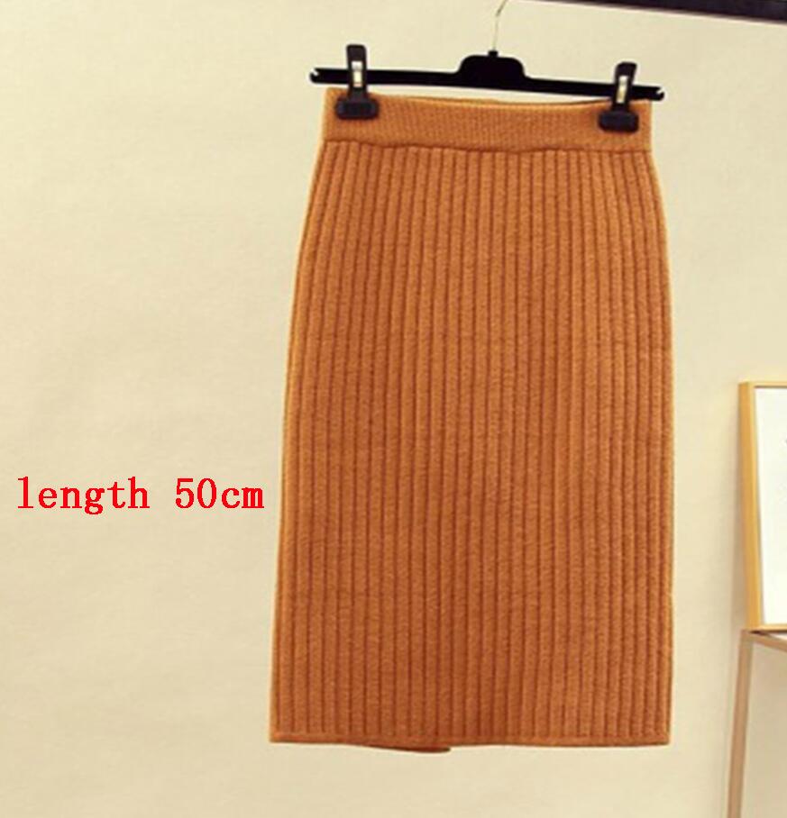 High Waist Women Knitted Skirt Spring Autumn Fashion Rib Skirt Elegant Midi Skirt