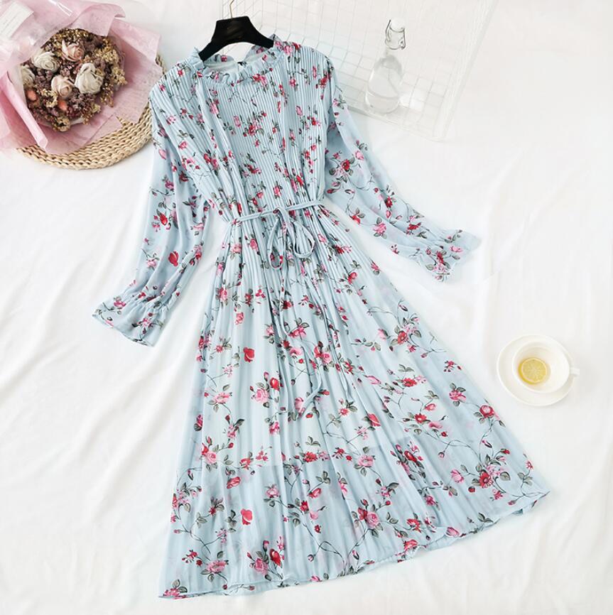 Polka Dot Women Dress Flare Sleeve Office Chiffon Dot Print Dresses A-line Vintage Vestidos