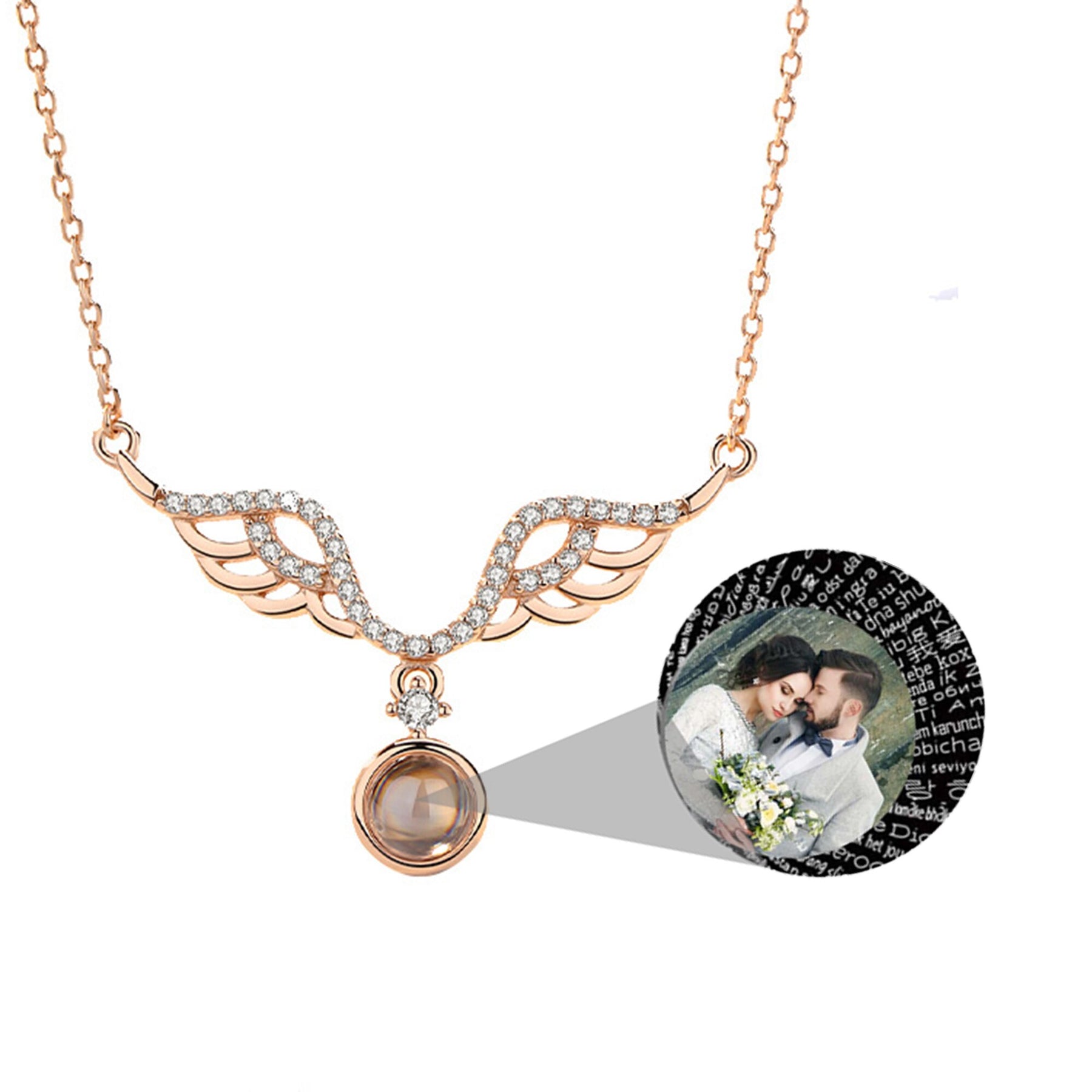 Customized 925 Silver photo Projection Necklace Couple Memory Gifts