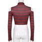 Goth Print Tops Stripe Cute T-Shirts Dark Academia Techwear Button Up V Neck Half Sleeve Sweat Shirts