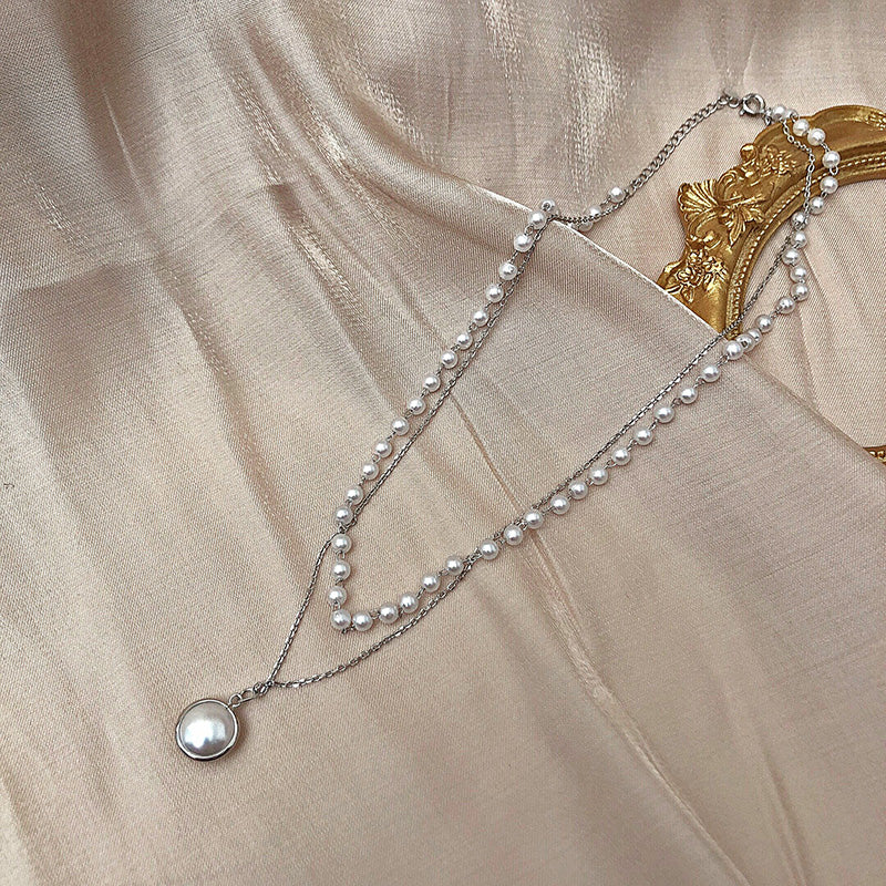 Collana a catena con clavicola girocollo in perle d'imitazione bianche grandi per gioielli da sposa da donna