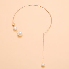 Big White Imitation Pearl Choker Necklace  Clavicle Chain Fashion Necklace