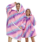 Printed Wearable Blanket Hoodie Fleece Warm Kids Sleepwear Hoody Sweatshirt
