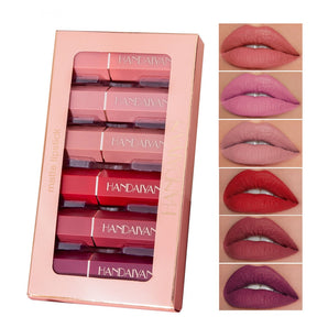 6 Colors Matte Non stick Cup Lipstick Long  Lasting Moisturizing Lipstick Cosmetics Set