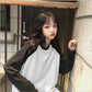 T-shirt da donna T-shirt manica lunga a contrasto colore girocollo T-shirt da donna primaverili