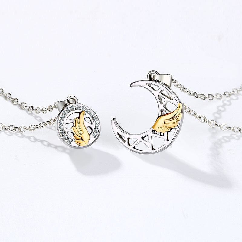 Sun Moon Wing Couple Necklace Magnet Attract Simple Fashion Valentine's Day Necklace