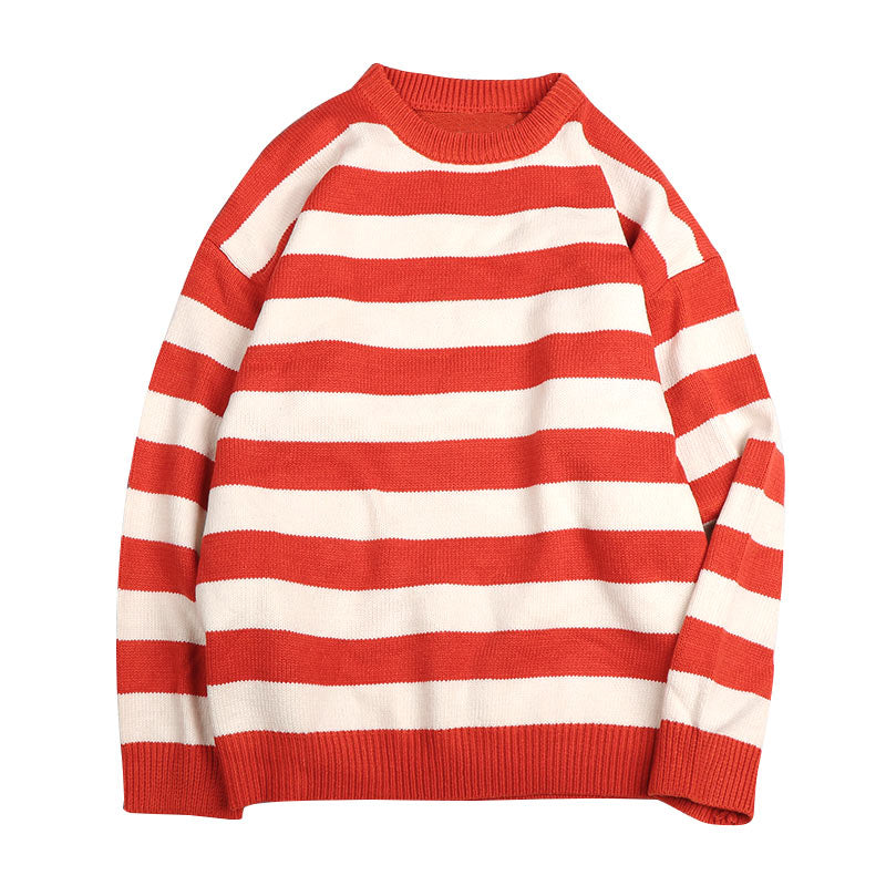 Autumn Winter Knitted Striped Sweater Casual Oversized Pullovers Sweaters