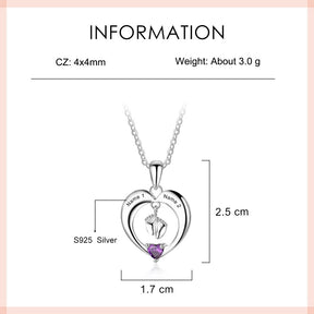 Collana con nome personalizzato a forma di cuore con pietra portafortuna