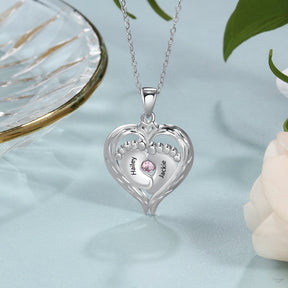 Collana personalizzata per i piedi del bambino con ciondolo a forma di cuore portafortuna