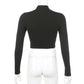 Buckle Halterneck Sexy Womens T Shirt Harajuku Long Sleeve Crop Top Streetwear Basic Tshirt