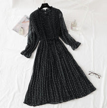 Polka Dot Women Dress Flare Sleeve Office Chiffon Dot Print Dresses A-line Vintage Vestidos