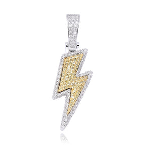 Iced Out Bling Lightning Pendants With Tennis Chain Copper Material Men's Hip Hop Jewelry Gift