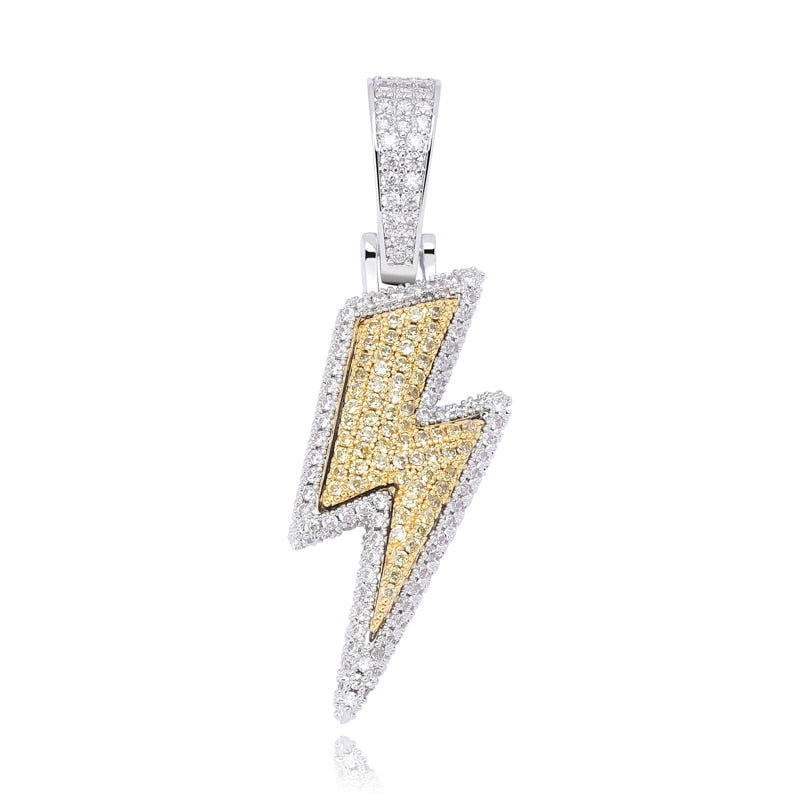 Iced Out Bling Lightning Pendants With Tennis Chain Copper Material Men's Hip Hop Jewelry Gift