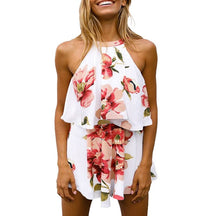 Sexy Jumpsuit For Women Loose Cause Boho Floral Female Rompers Beach Shorts Sets