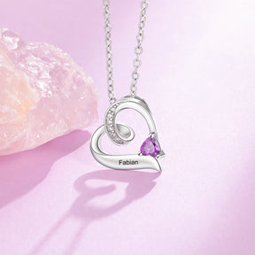 Personalizzato Birthstone Personalizzato Incidere Nome Collana Ciondoli Cuore