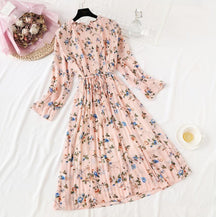 Polka Dot Women Dress Flare Sleeve Office Chiffon Dot Print Dresses A-line Vintage Vestidos