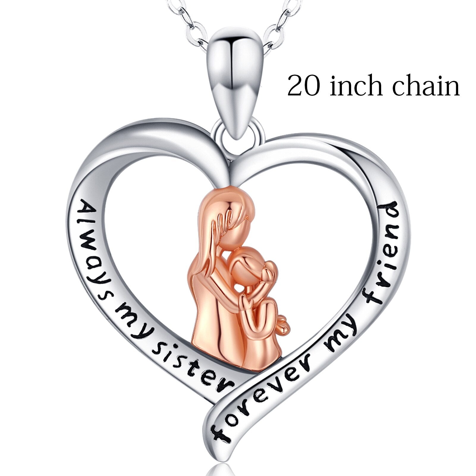 925 Sterling Silber Good Sister Heart Pendant Good Friend Roségold Halskette Schmuck für Schwestern Valentinstagsgeschenk