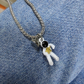 2Pcs Magnetische Paar Halskette Astronaut Anhänger Herz Stern Choker Valentinstag Geschenk