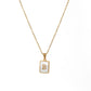 18K Golden Chain Necklaces Male Square Natural Shell Initial Letters Pendant Stainless Steel Jewelry