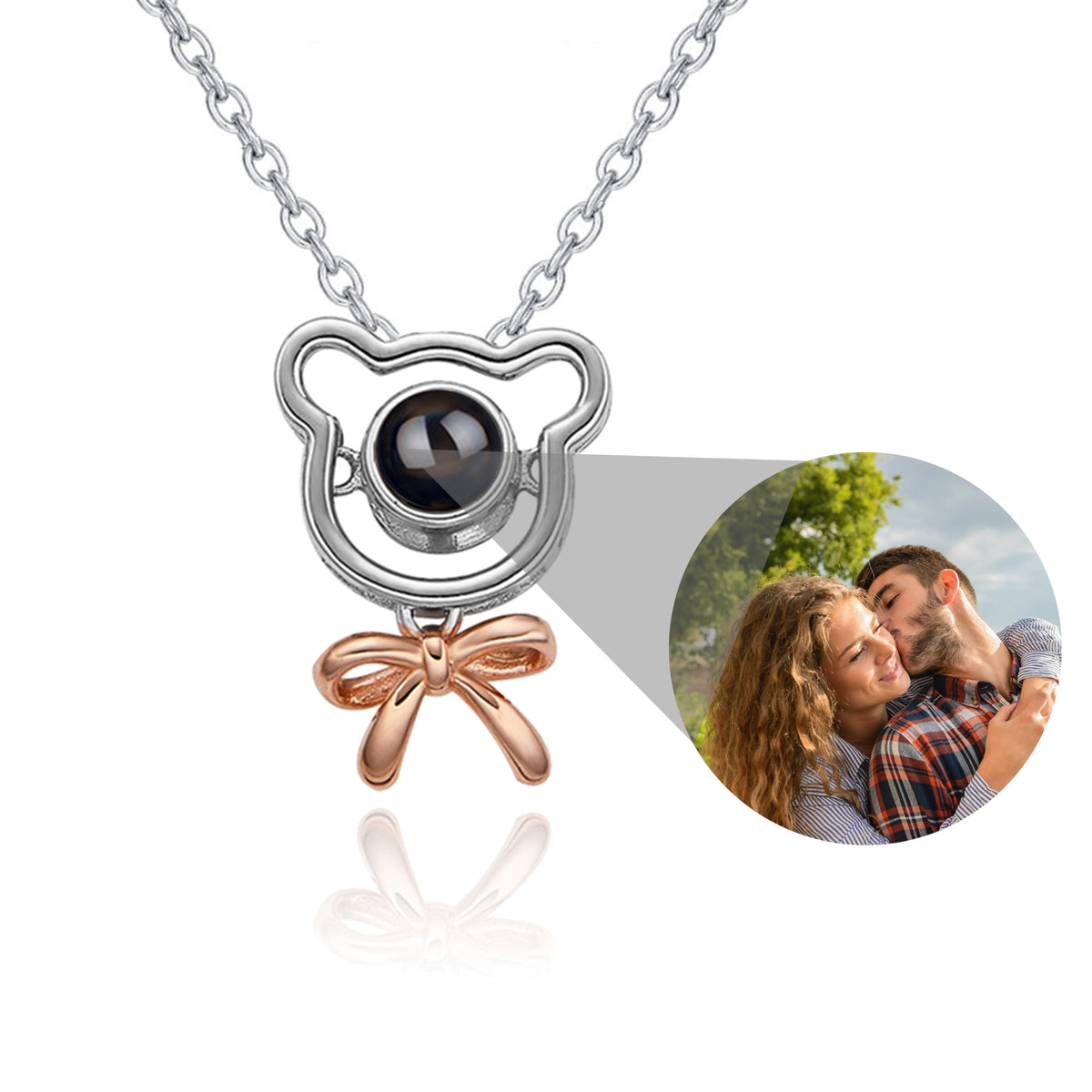 Romantico ciondolo a forma di orso con nome personalizzato con foto collana regalo di San Valentino