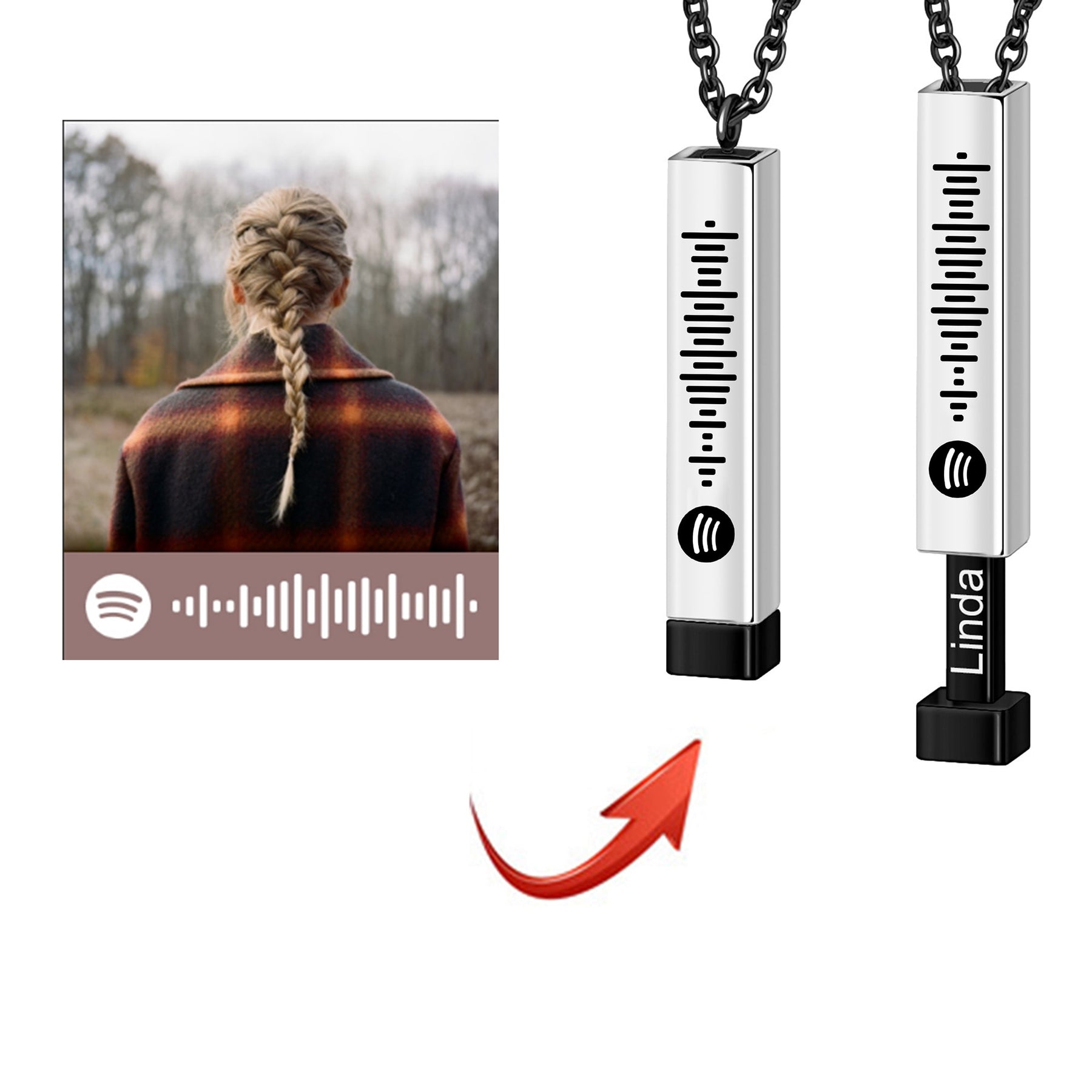 Custom Music Spotify Code Favorite Song Double Retractable Rope Choker Necklaces