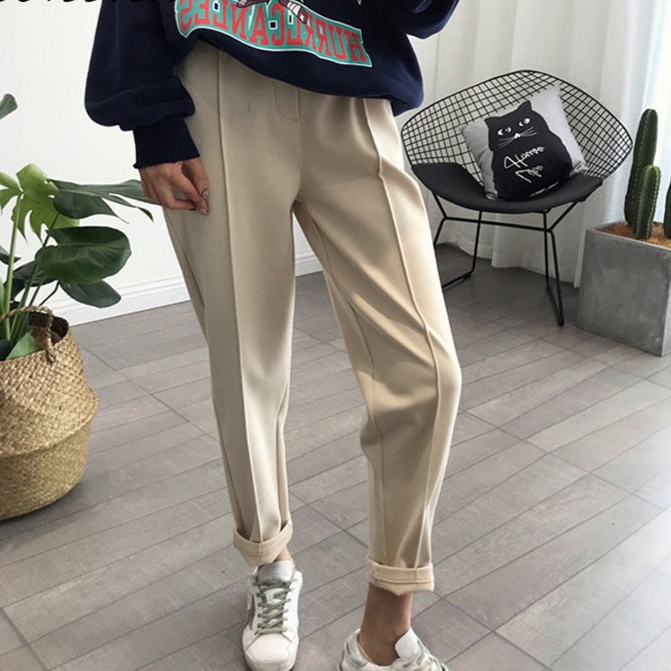 Pencil Pants Wool Pants Female Autumn High Waist Loose Trousers Capris