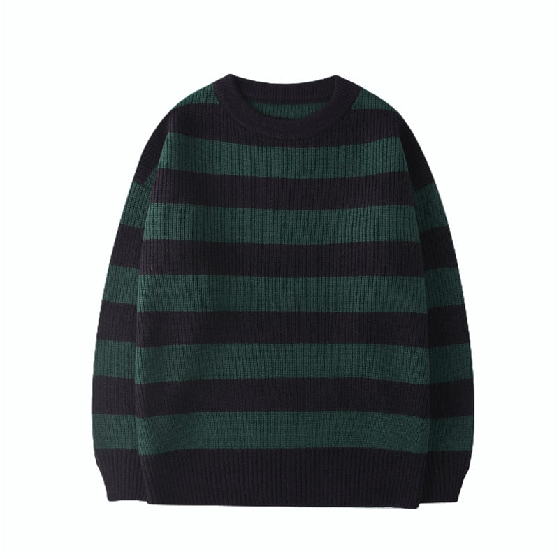 Autumn Winter Knitted Striped Sweater Casual Oversized Pullovers Sweaters