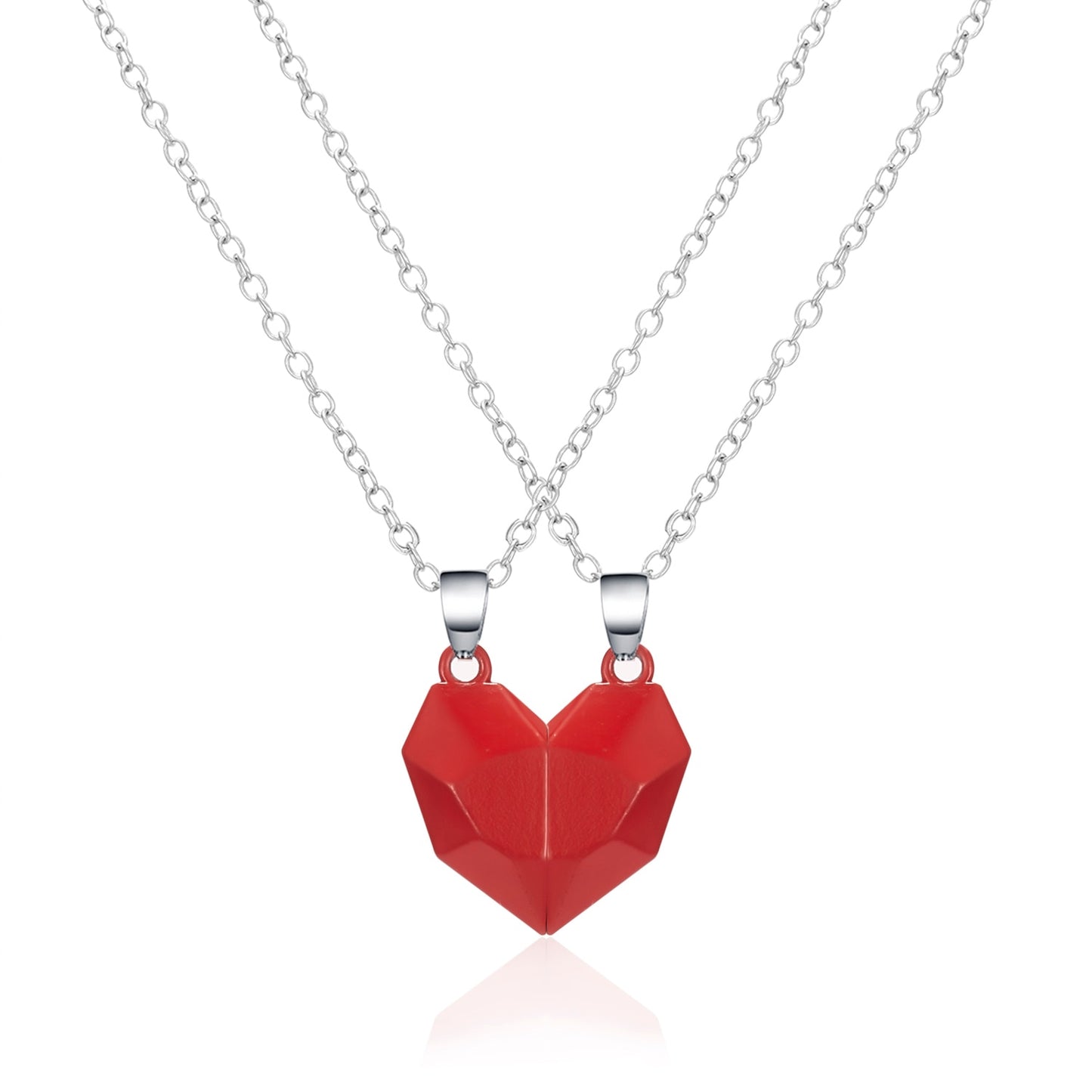 Collana magnetica sfaccettata a distanza per amanti della collana con ciondolo a forma di cuore punk da 2 pezzi