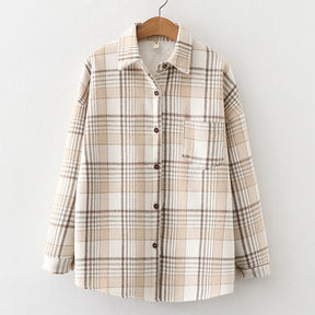 Velvet Thicken Plaid Shirts Blouses Autumn Winter Warm Shirts