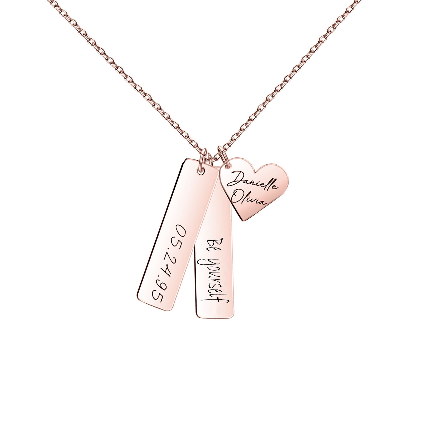 Heart-shaped Necklace Personalized Engraved Name Text Pendant