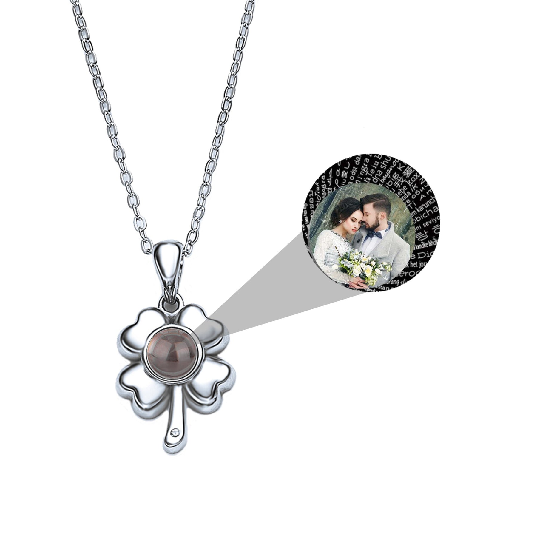 Customized 925 Silver photo Projection Necklace Couple Memory Gifts