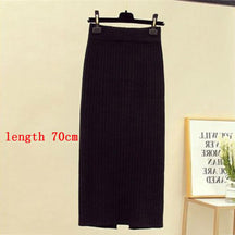 High Waist Women Knitted Skirt Spring Autumn Fashion Rib Skirt Elegant Midi Skirt