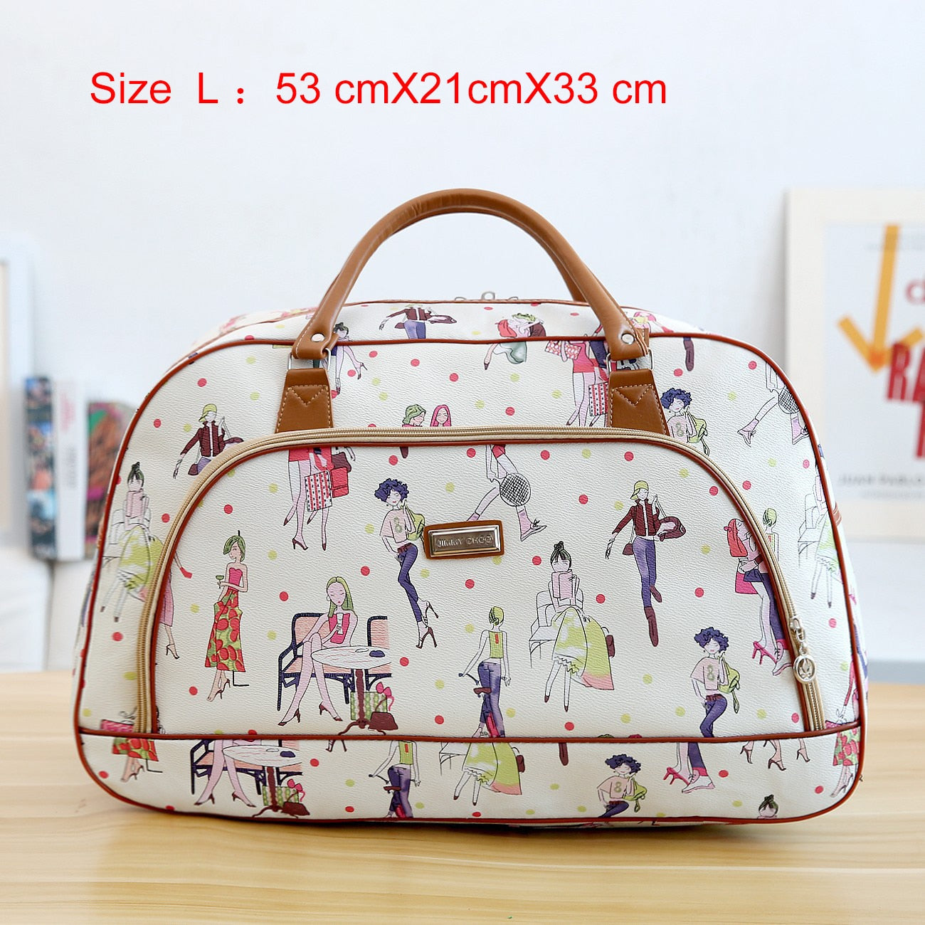 Women Travel Bags PU Leather Large Capacity Waterproof Print Luggage Duffle Bag