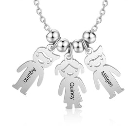 Collana personalizzata con nome inciso e ciondoli Boy Girl