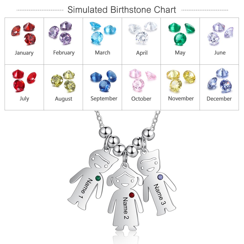 Junge Mädchen Anhänger Namenskette Customized Birthstone Schmuck Geschenk