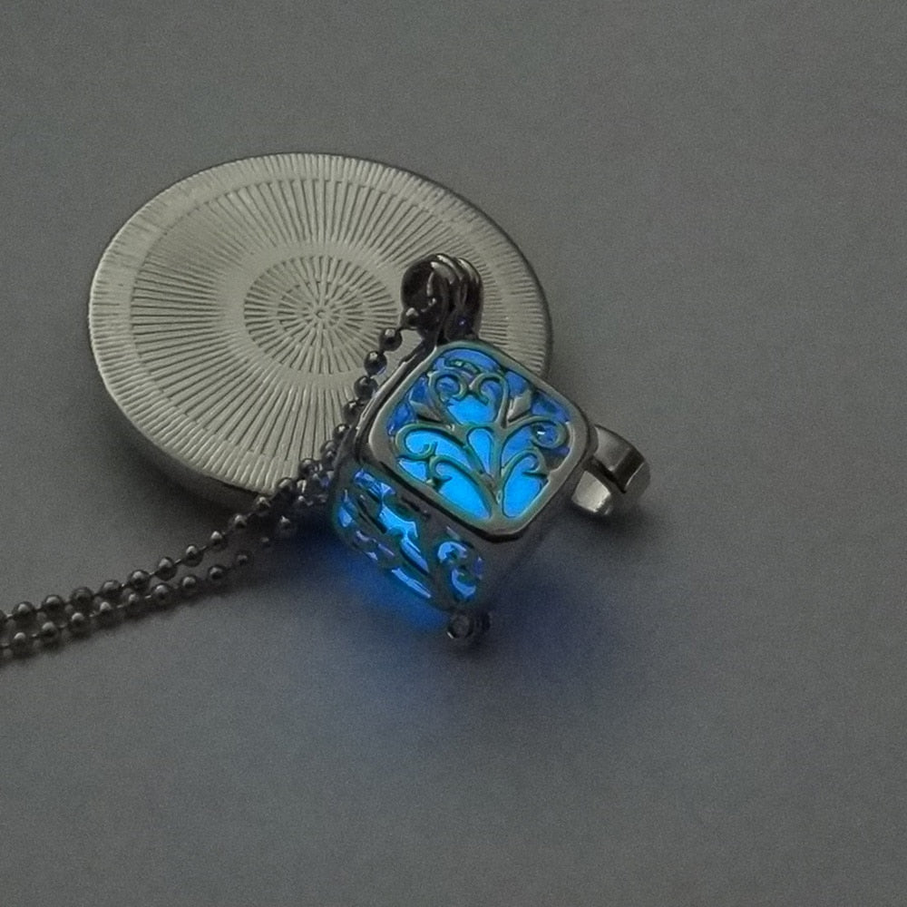 Hollow Luminous Stone Gem Charm Jewelry Pendant Necklace Gifts