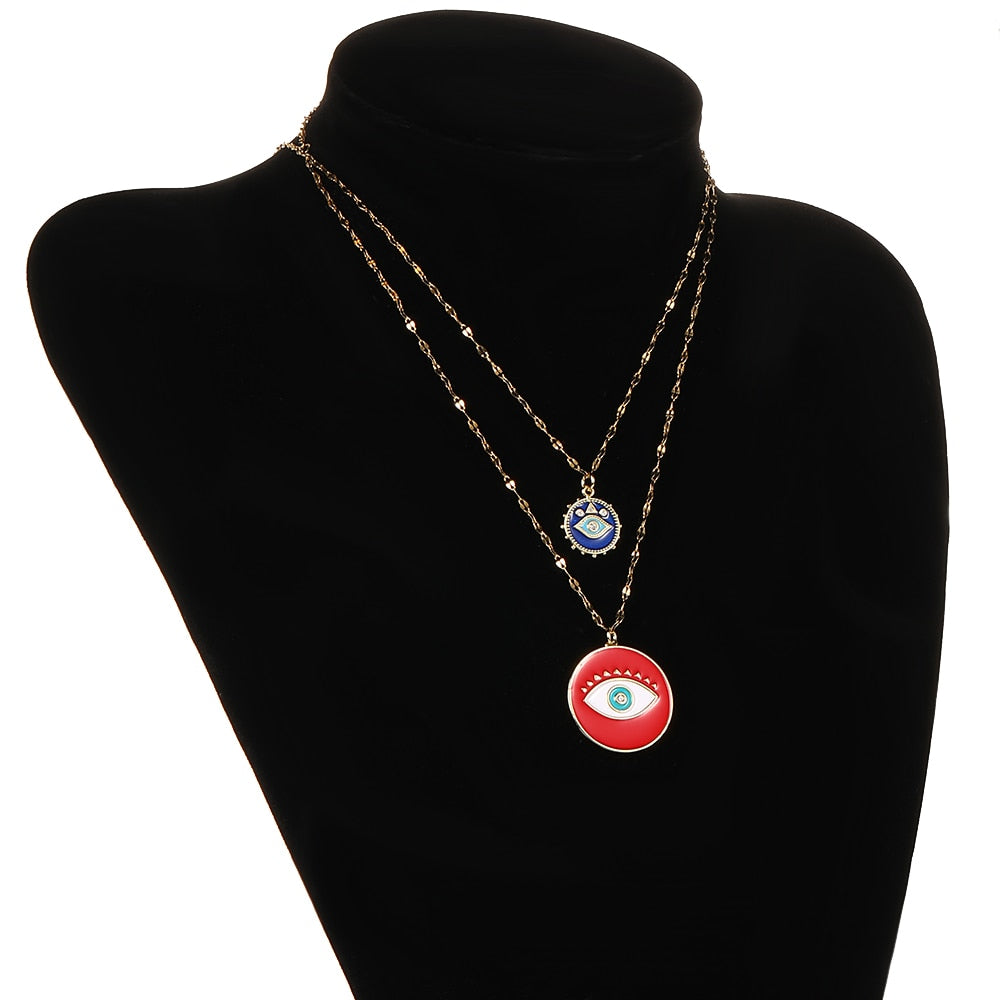 Boho Evil Bllue Eye Collana per donna Uomo Snake Collana con collare occhio onniveggente