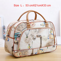 Women Travel Bags PU Leather Large Capacity Waterproof Print Luggage Duffle Bag