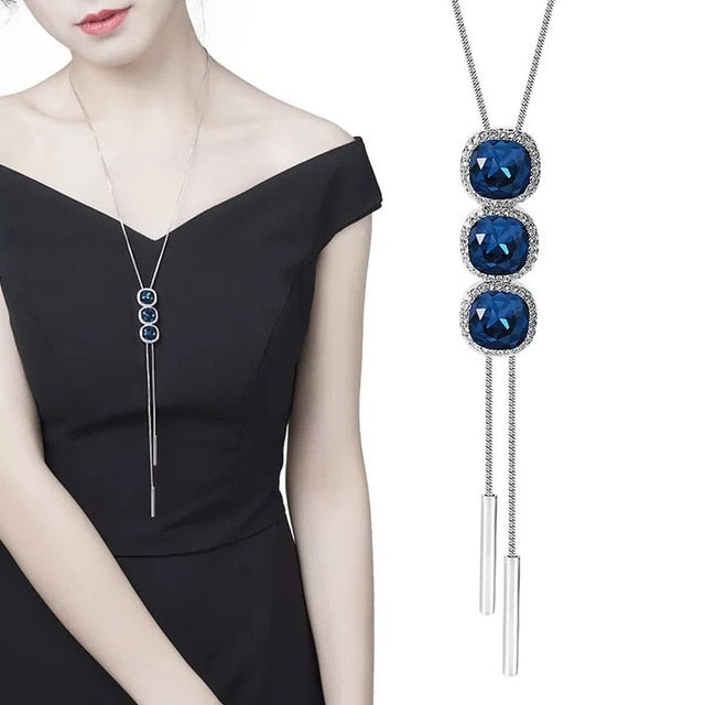 Long Necklaces& Pendants for Women Collier Femme Geometric Fashion Crystal Jewelry