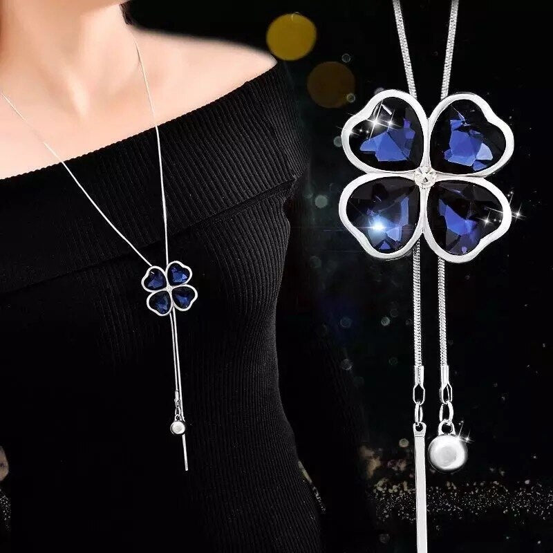 Lange Halsketten und Anhänger für Damen Collier Femme Geometric Fashion Crystal Jewelry