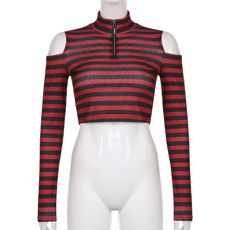 Goth Print Tops Stripe Cute T-Shirts Dark Academia Techwear Button Up V Neck Half Sleeve Sweat Shirts